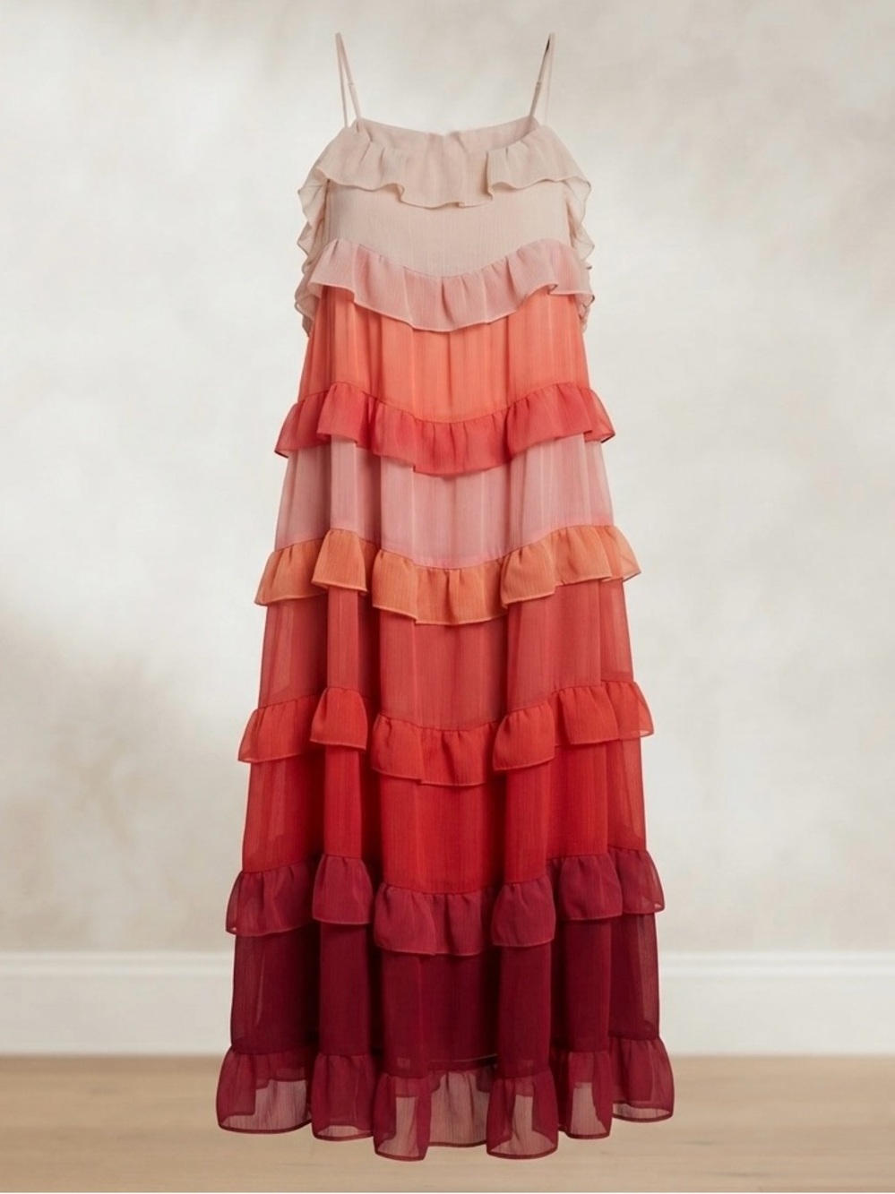 Storia Ombre Tiered Ruffle Maxi Dress